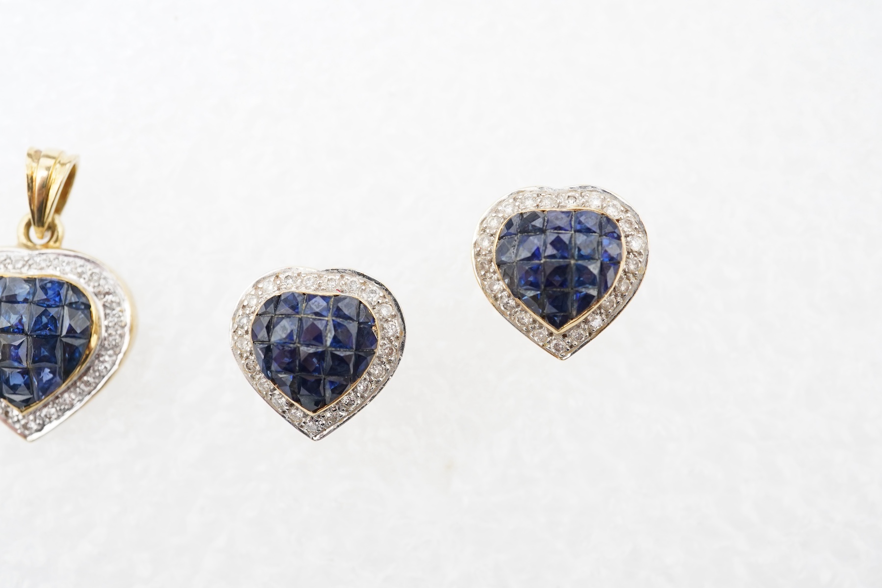 A sapphire and diamond demi-parure